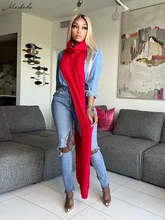 Macheda Knitted top with high collar neck and floor length street fashion all-match lady's top for cold protection and warmth