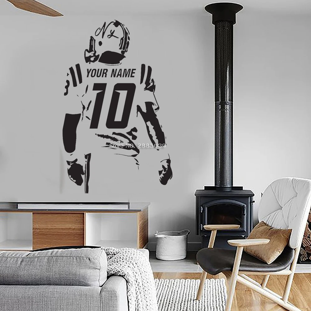 Football player tall silhouette wall stickers,boys football players decal lot 