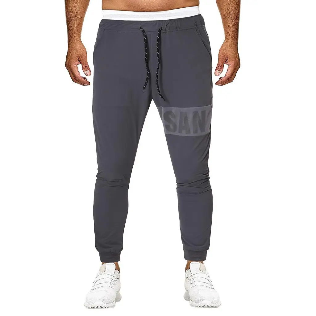 Новая мода мужской спортивный костюм классический стиль Slim Fit повседневные спортивные тренировочные штаны джоггеры брюки Fit бодибилдинг полиэстер B1 - Цвет: GY