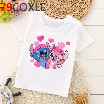 

Kawaii Lilo Stitch T Shirt Children Summer Top Cartoon T-shirt Kids Stitch Ohana Funny Boys/girls Short Sleeve Cute Tshirt Kids