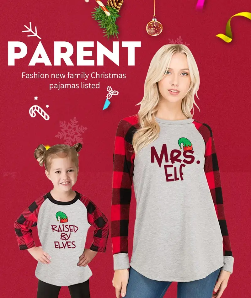 Семейные комплекты «Mrs elf raised by elves» длинная футболка «Мама и я» винтажная зимняя одежда в клетку для мамы и дочки одежда для мамы