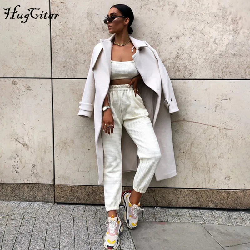 Брюки карго Hugcitar женские с завышенной талией повседневные свободные модные