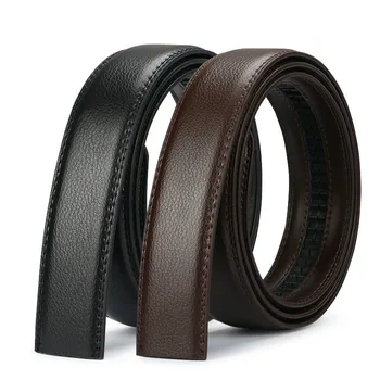 

New Luxury Men's Automatic Buckle Belts Genuine Leather Waist Strap No Buckle Belt Black Brown Male High Quality Jeans Waistband