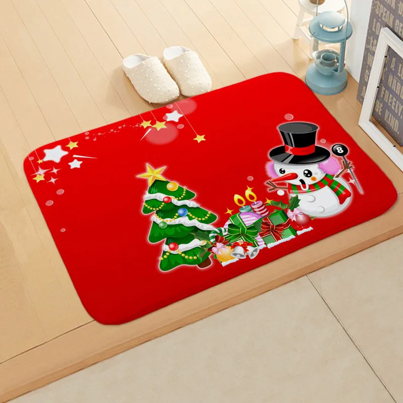 Рождественский коврик для ванной с Санта-Клаусом, фланелевый Рождественский Декор, принт, коврик для ванной комнаты, нескользящий коврик, домашний декор, дверной коврик vloerковрик