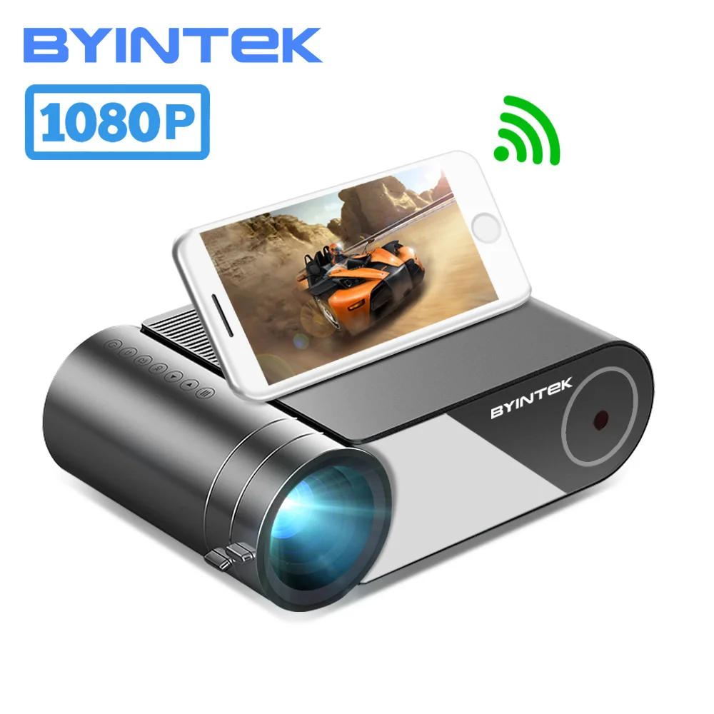 Светодиодный портативный мини проектор BYINTEK K9 Full HD 1080P для домашнего кинотеатра (опция мульти экран