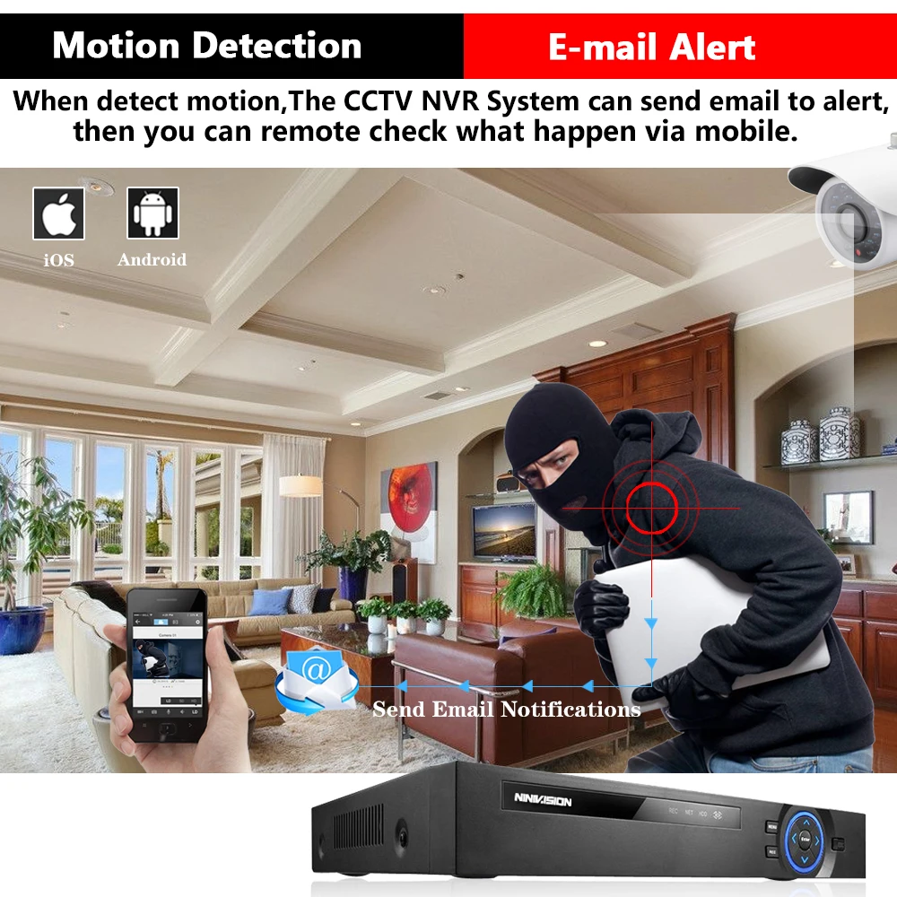 NINIVISION H.265 4CH 8CH 4MP 5MP PoE NVR для POE ip камеры системы наблюдения 48 В 802.3af ONVIF CCTV XMEYE