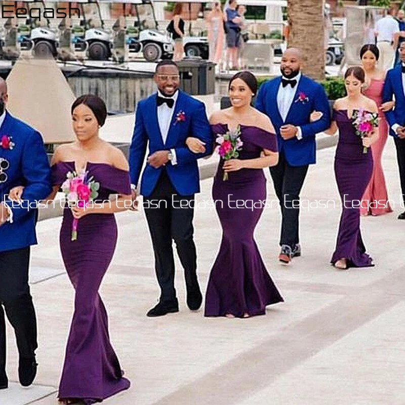 purple and blue wedding bridesmaid mermaid dress