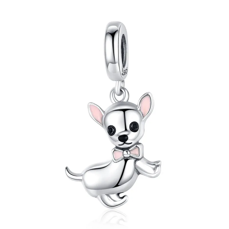 Fit Pandora браслет серебро 925 CZ лук собака медведь лапа лиса Летающий Динозавр талисманы S925 белка и орех бык бусины DIY ювелирные изделия
