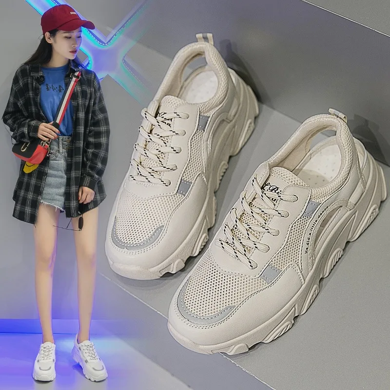 

2019 New Style Sports Summer Sandals Korean-style Versatile Running Shoes Punched Sheet Surface White Shoes WOMEN'S Casual Shoes