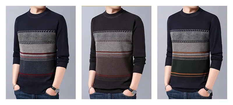 HIYSIZ бренд Pull Homme уличная одежда свитер Мужская одежда Осень Зима Модный Полосатый приталенный свитер с круглым вырезом для мужчин H3013