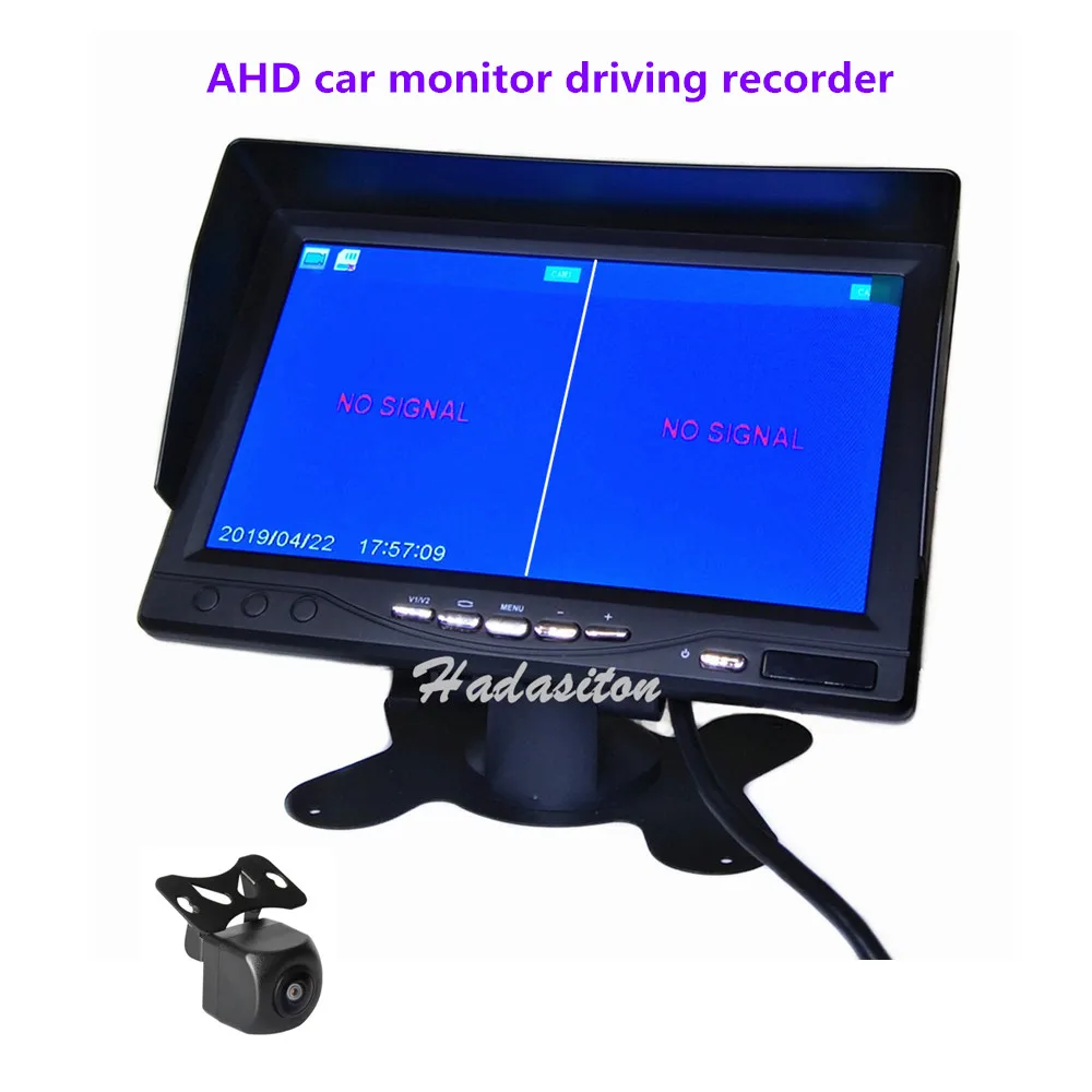 7 inch IPS 2 split screen 1024*600 AHD Car Monitor Driving recorder DVR, AHD Camera optional