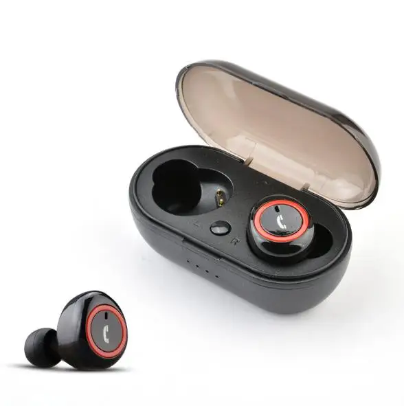 Красный Мини TWS Bluetooth 5,0 Наушники Hi-Fi 3D стерео Беспроводной наушники с зарядный чехол с микрофоном хэндс-фри наушники для занятий спортом - Цвет: Красный