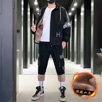 

Plush thickened large work suit for men winter student trend loose match a suit of coat men's autumn wear