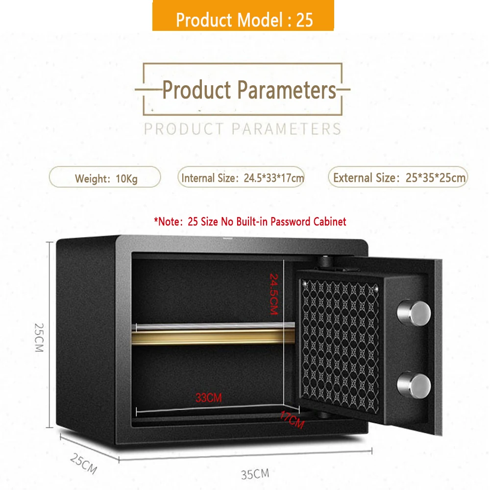 

Fingerprint Safe Box Electronic Password Safe Deposit Box 25 CM All Steel For Home Office