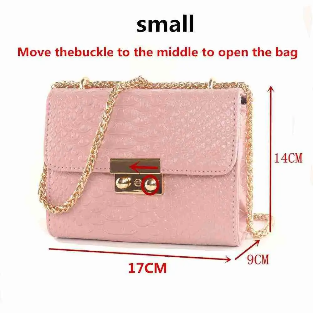 Messenger Bags Women Chains Shoulder Bag Snake Skin Luxury Handbags Women Bags Designer Female Totes Small Girls Bolsas