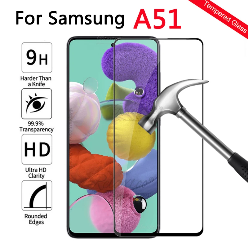 For Samsung Galaxy A51 Full Cover Tempered Glass For Samsung A515F Screen Protector A51 2020 A 51 Protective phone Film glas 9h afbeelding