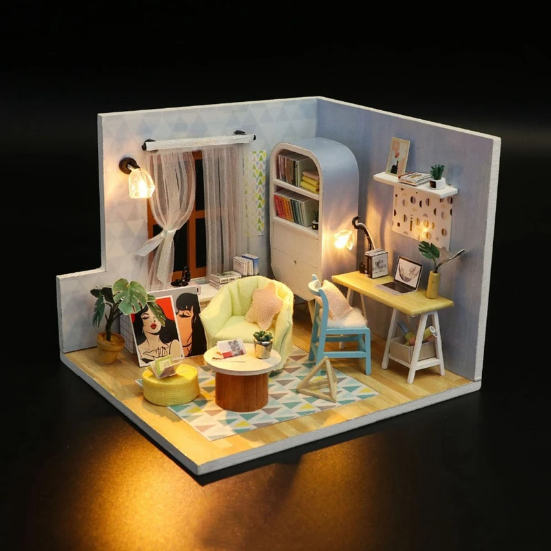 Миниатюрный Кукольный домик деревянный Miniaturas кукольный дом мебель собрать 3D Diy кукольный домик головоломки игрушки для детей подарок на день рождения