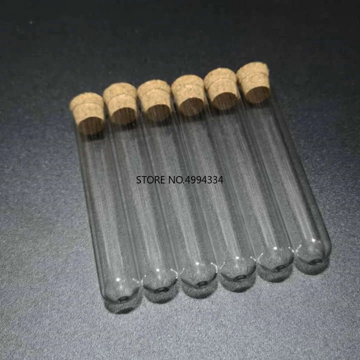 

100pcs/lot 12x75mm Clear Glass test tubes with cork stopper for kinds of Labs/schools glassware
