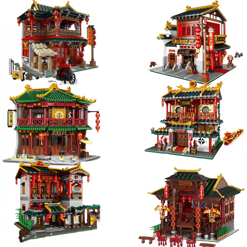 XINGBAO Zhonghua Street Chinatown Строительная серия мультяшный Чайный дом набор для паба