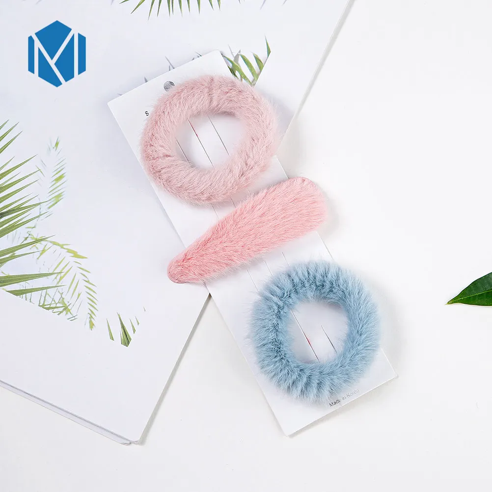 

3pcs Cute Kids Hair Accessories Soft Rabbit Fur Hair Clips Scrunchies Headwear Set Candy Color Hair Ornament Hair Accessories