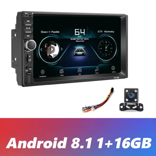 Podofo 2din gps Автомагнитола Android 8,1 Wifi Автомобильный мультимедийный плеер универсальный авто стерео - Цвет: 1 16GB 4 LED Camera