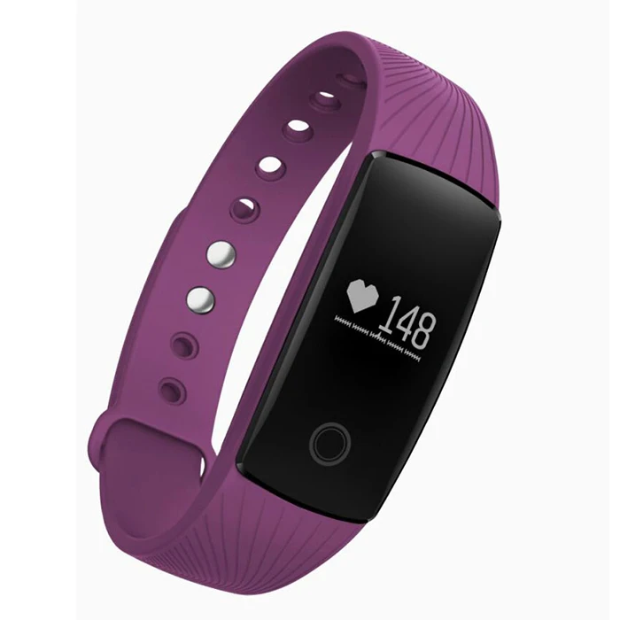 PK ID107 Heart Rate Smart Bracelet Watch Heart Rate Monitor Pedometer Smart Band Wireless Fitness Tracker Wristband - Цвет: Фиолетовый