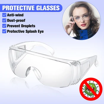 

Safety Goggles Glasses Transparent Dust-Proof Glasses Working Glasses Lab Dental Eyewear Splash Eye Protective Anti-wind Glasses