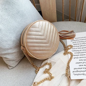 

AXUKES Round Design Fashion Women's Shoulder Bag Crossbody Bag Women's Leather Crossbody Bag Women Wallet Tassel Handbag