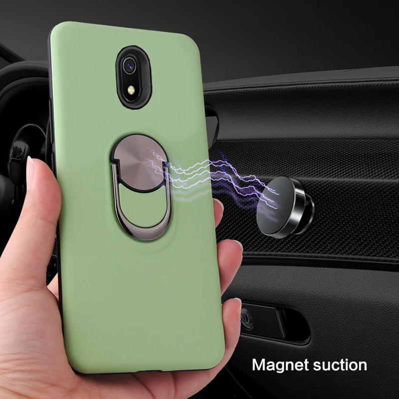 Для Xiaomi Redmi 8A чехол 360 кольцо подставка комбинированный автомобильный Магнитный