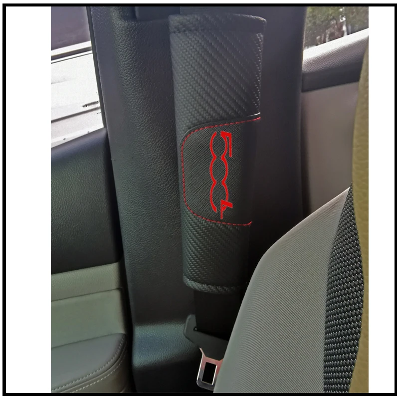 Для Fiat 500L автомобильный ремень безопасности подушки под плечи Чехлы для подушек из углеродного волокна кожаный ремень безопасности