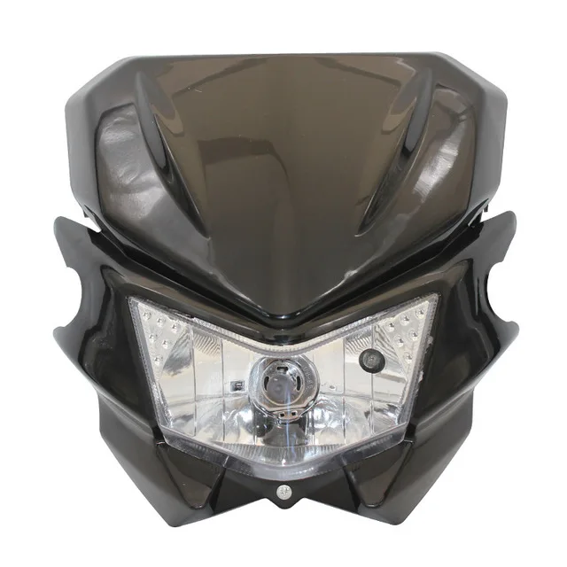 Black Мотоциклетная универсальная фара 12 в 35 Вт H4, обтекатель фар для KLX KX 110 WR250F WR450F, фара для внедорожных велосипедов - Цвет: Black