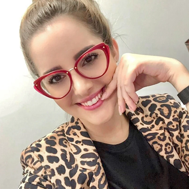 red metal eyeglass frames