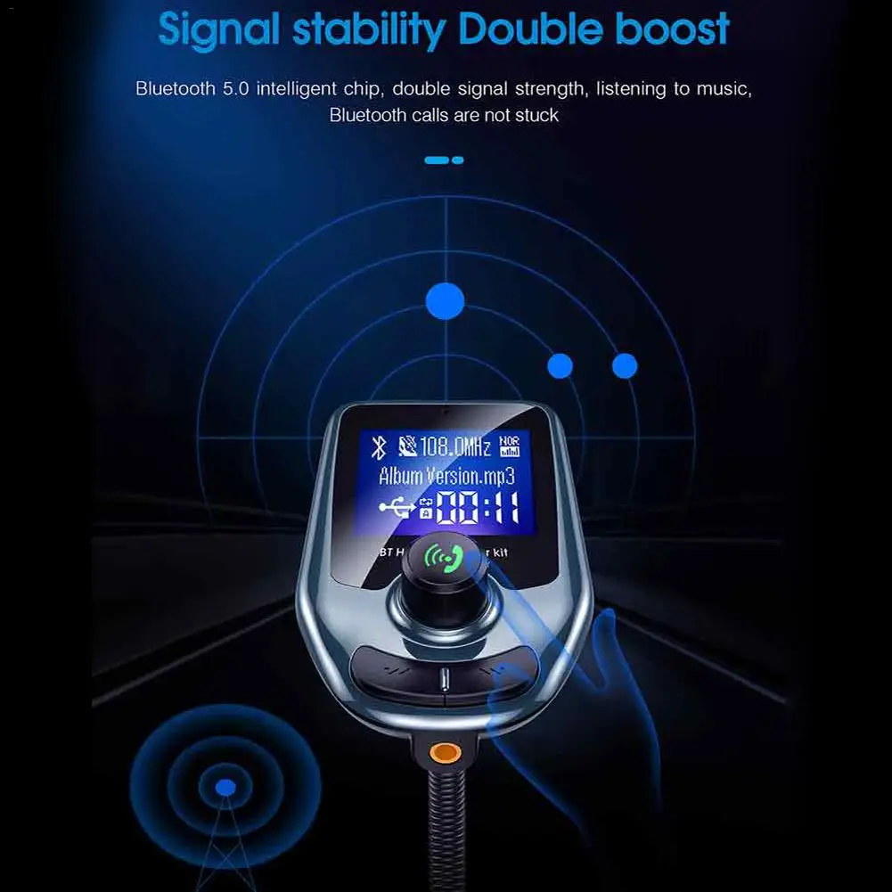 Универсальный Bluetooth Автомобильный fm-передатчик аудио адаптер 1,8-дюймовый ЖК-дисплей беспроводной MP3-плеер Qc3.0 двойной USB зарядное устройство