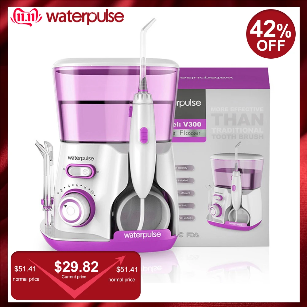 Preise Waterpulse V300R Wasser Flosser Mit 5 Tipps Elektrische Oral Irrigator Dental Flosser 800ml Kapazität Oral Hygiene Für Familie Pflege