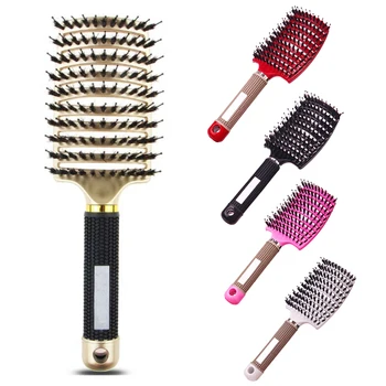 Preise 1Pcs Haar Kopfhaut Massage Kamm Haarbürste Borsten Nylon Frauen Männer Nass Lockige Detangle Haar Pinsel Für Salon Friseur Anti-statische