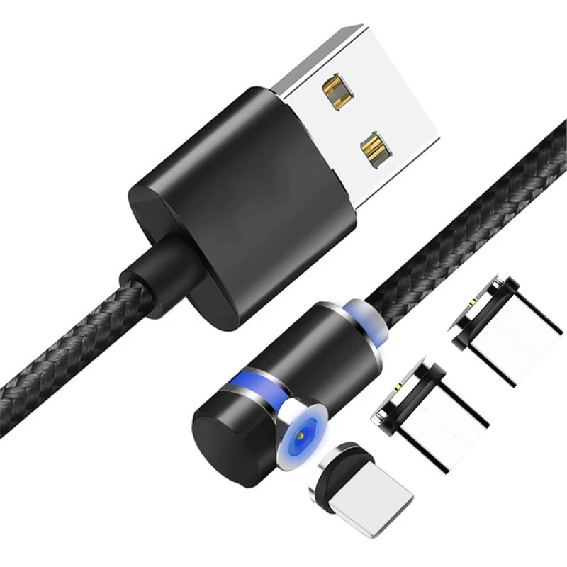 

2020 New LED Light Magnetic Charge Cable Micro USB Cable For iPhone XR XS Max X Magnet Charger USB Type C Charging Wire Cord 1M