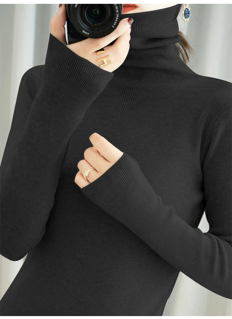 black sweater Women's Sweater Winter Clothes Women 2021 Black Turtleneck Sweaters Winter Warm Women's Turtlenecks Pullover Sweater Autumn Pull sweater hoodie