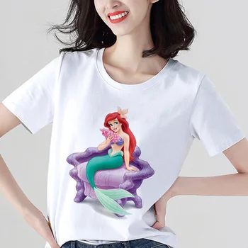 

Clothes T Shirt Women Cute Mermaid Printed Kawaii Harajuku T-shirt 2020 New Summer Hipster Thin Section Tops Short Sleeve Tshirt