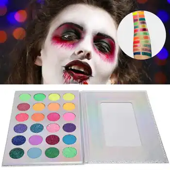 

24 Colors Eyeshadow Pallete Matte Fluorescent Neon Eye Shadows Plate Cosmetic Highly Pigmented Eyeshadow for Halloween