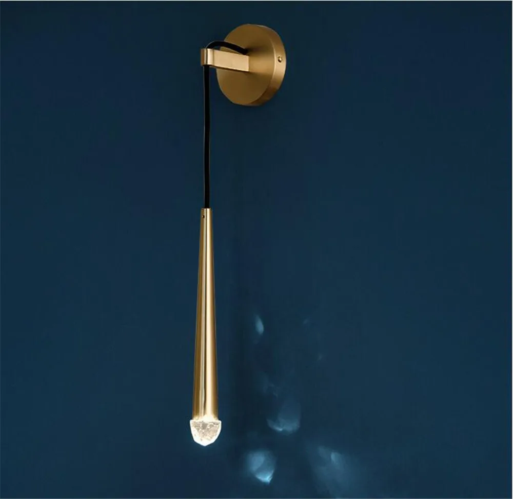 American Modern LED Wall Light Loft Decor Sconce Wall Lights Iron Crystal Bedroom Bedside Wall Lamp Home Lighting Luminaire (1)