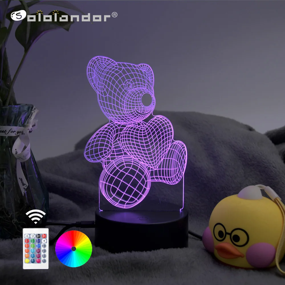 SOLOLANDOR пульт дистанционного или сенсорного управления 3D светодиодный ночник в
