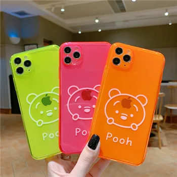 

Neon Fluorescent Solid Color Phone Case For iPhone 11 Pro Max XR X XS Max 7 8 Plus Case Soft IMD Clear Phone Back Cover Pooh