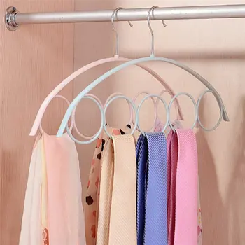 

4pcs Coat Hanger Colorful Shawl Scarf Hangers Belt Tie 5 Ring Rack Holder Hook Display Organizer High-end Home Accessories