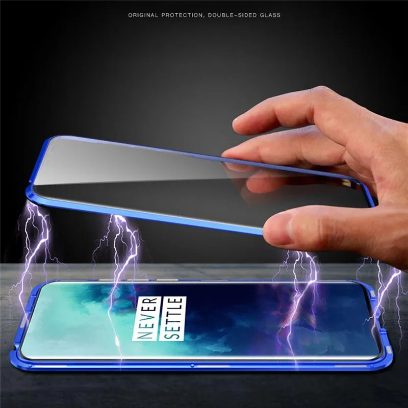 Для Oneplus 7T 1+ 7T Задняя панель+ передняя двойная сторона закаленное стекло Магнитный чехол для One Plus 7 7T 6 6T mlaren металлический бампер крышка