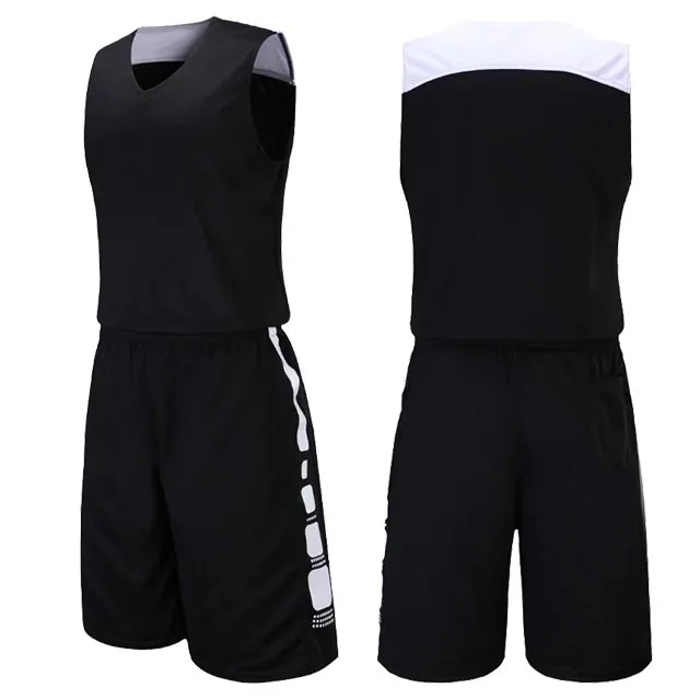 Мужские детские баскетбольные майки, набор, пустые мужские баскетбольные майки, форма для колледжа, тренировочные майки, костюмы на заказ - Цвет: black
