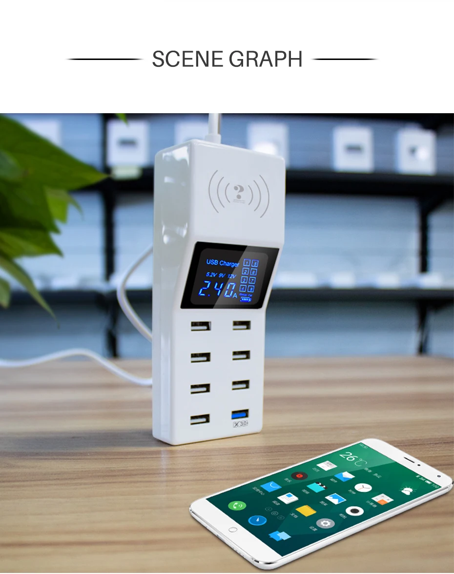Модное умное 8A USB зарядное устройство для iphone X 7 6s Xiaomi samsung s9 huawei QC3.0 быстрое зарядное устройство беспроводной адаптер для мобильного телефона