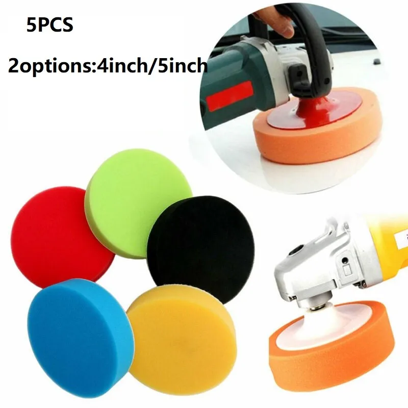 5Pcs4inch5inchPolishingWaxingBuffingSpongePadsKitCarPolisher