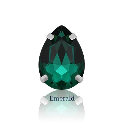 Emerald Супер мерцающий топ камень слеза капля зеленое стекло кристалл страз высокого качества пришивные стразы с когтями нашивки для одежды ремесла - Цвет: Emerald