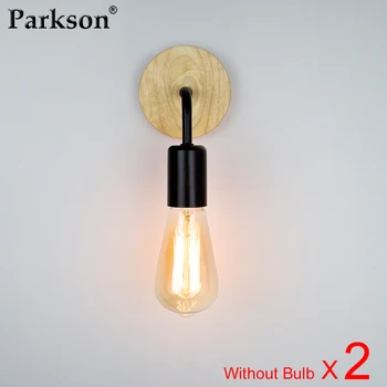 

2Pcs Wood Wall Lights Vintage Retro Wall Lamp E27 110V 220V Bedside Lamp Industrial Decor Dining Room Bedroom Sconce Wall Light