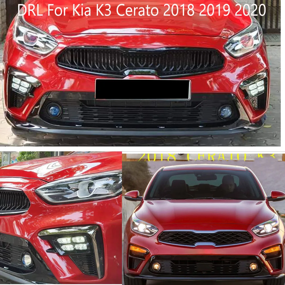 2Pcs LED Daytime Running Light For Kia K3 Cerato 2018 2019 2020 Flowing Turn Signal Relay 12V Car DRL Fog Lamp foglights